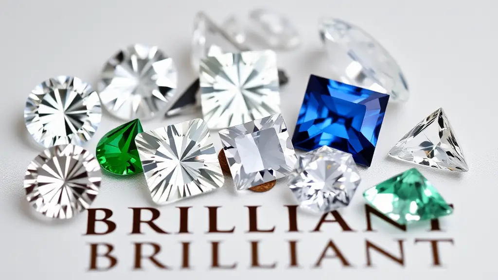 Diamonds with different cut shapes: round, emerald, oval, princess, radiant, rose.