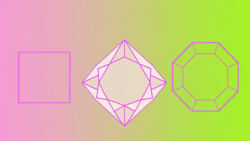 Fig 2. Shape of a mazarini diamond cut: top, side and bottom views